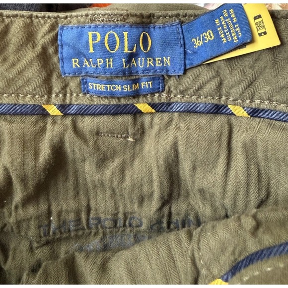 polo ralph lauren Men's Stretch Slim Fit Chino Pants 36/30 olive - Picture 3 of 4